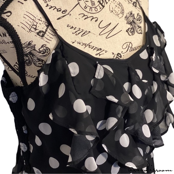 EUC No Boundaries Women’s Sleeveless Polka-Dot Ruffled Mini Dress Sz XL (15-17) - Picture 5 of 13